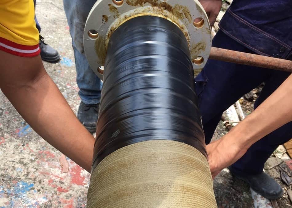 Applying SA PVC 200 as a waterproofing outer layer for pipe